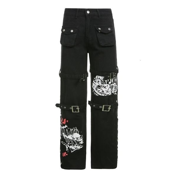 women's jeans women goth punk high waist jeans harajuku metal buckle hip hop print cargo pants wide leg baggy loose denim trousers 2303, Blue
women's jeans women goth punk high waist jeans harajuku metal buckle hip hop print cargo pants wide leg baggy loose denim trousers 2303, Blue