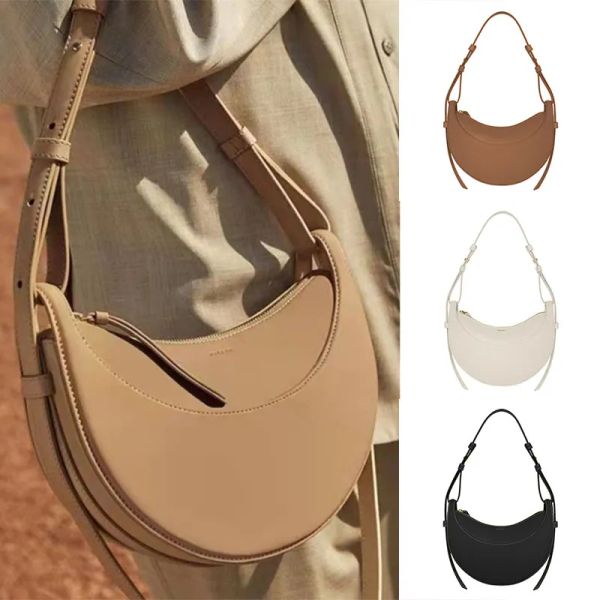 

textured/smooth numero dix half-moon bag full-grain new calf leather polene tote designer zip closure crossbody women hobo handbags shoulder