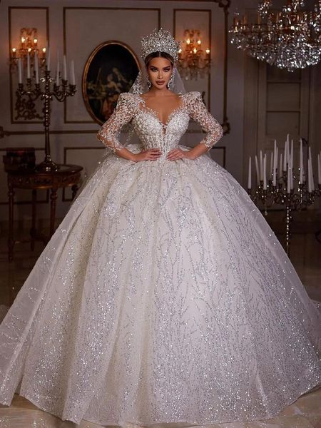 party dresses sparkly sequined wedding dress v neck three quarter sleeve bridal gowns custom made dubai beading saudi arabic vestido de novi, White;black
party dresses sparkly sequined wedding dress v neck three quarter sleeve bridal gowns custom made dubai beading saudi arabic vestido de novi, White;black