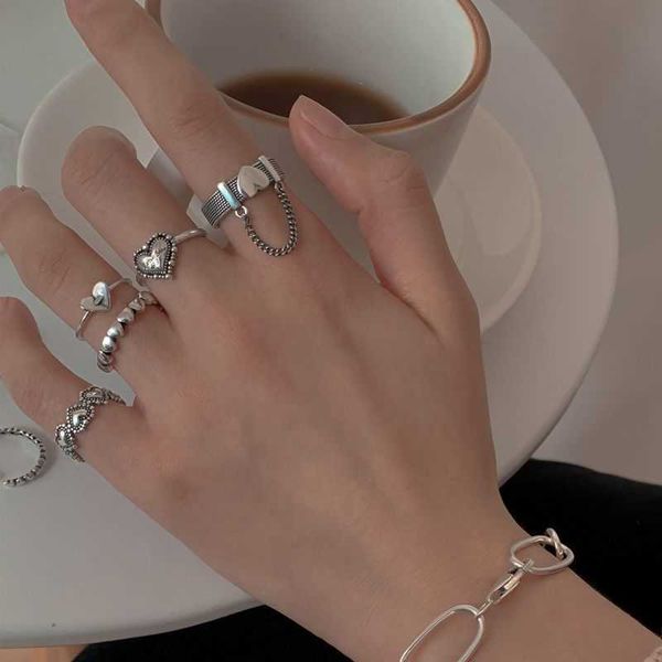 band rings korean punk love heart ring set for women silver color tassel chain geometric zircon knuckle finger ring goth jewelry gifts aa230
band rings korean punk love heart ring set for women silver color tassel chain geometric zircon knuckle finger ring goth jewelry gifts aa230