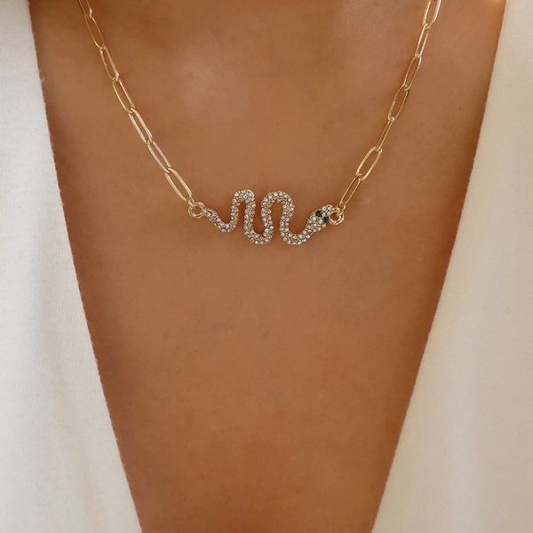 full diamond snake necklace banquet fashion personality necklace female jewelry wholesale, Silver
full diamond snake necklace banquet fashion personality necklace female jewelry wholesale, Silver
