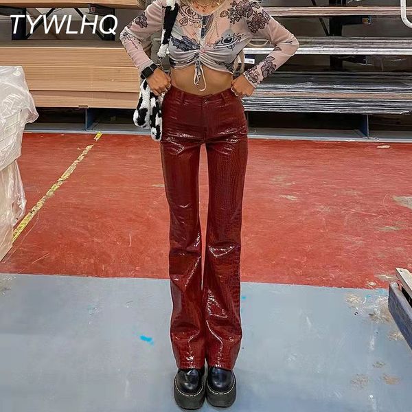 women's pants s red faux leather high waist lady loose y2k streetwear fashion elegant straight leg female trouser 230306, Black;white
women's pants s red faux leather high waist lady loose y2k streetwear fashion elegant straight leg female trouser 230306, Black;white