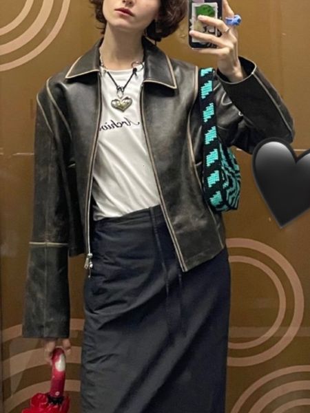 women's jackets korean fashion vintage pu jacket turndown collar zippers distress loose casual faux leather coat spring allmatch outwea, Black;brown
women's jackets korean fashion vintage pu jacket turndown collar zippers distress loose casual faux leather coat spring allmatch outwea, Black;brown