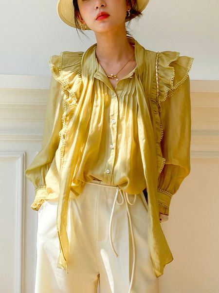 women's blouses shirts gypsylady yellow elegant chic sheer autumn spring women puff sleeve office ladies 230306, White
women's blouses shirts gypsylady yellow elegant chic sheer autumn spring women puff sleeve office ladies 230306, White