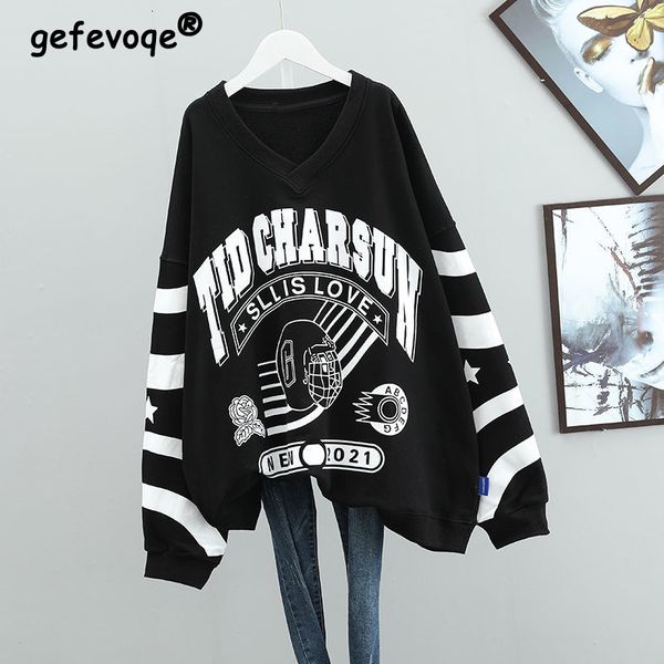 women's hoodies sweatshirts letter print fashion casual oversized streetwear female sweatshirt fall winter fleece v neck long sleeve pu, Black
women's hoodies sweatshirts letter print fashion casual oversized streetwear female sweatshirt fall winter fleece v neck long sleeve pu, Black