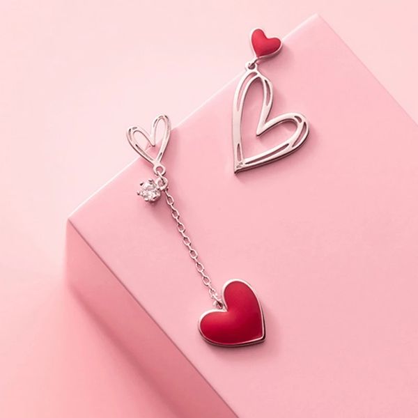 korean new asymmetric red heart stud earrings for women creative hollow ecg tassel zircon pearl earrings girl party jewelry gift, Golden;silver
korean new asymmetric red heart stud earrings for women creative hollow ecg tassel zircon pearl earrings girl party jewelry gift, Golden;silver