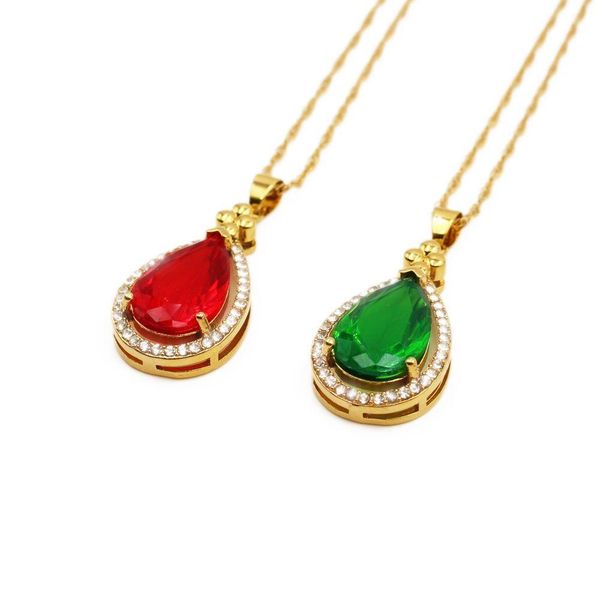 women pendant chain red/green teardrop jewelry real 18k yellow gold filled classic fashion lady gift present, Silver
women pendant chain red/green teardrop jewelry real 18k yellow gold filled classic fashion lady gift present, Silver