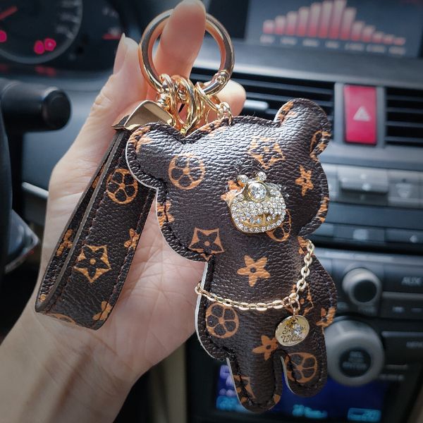 car keychain pendant cartoon leather rope inlaid with diamond bear key ring creative cute pig jewelry, Silver
car keychain pendant cartoon leather rope inlaid with diamond bear key ring creative cute pig jewelry, Silver