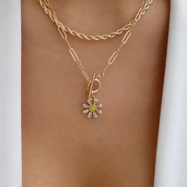 fashion gold plated crystal small daisy multi-layer twist necklace personality street scollarbone chain women's wholesale, Silver
fashion gold plated crystal small daisy multi-layer twist necklace personality street scollarbone chain women's wholesale, Silver