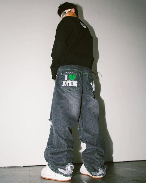 women's plus size pants streetwear jeans y2k devil print men and women 2023 loose fashion street hip hop punk rock wide leg high waist, Black
women's plus size pants streetwear jeans y2k devil print men and women 2023 loose fashion street hip hop punk rock wide leg high waist, Black