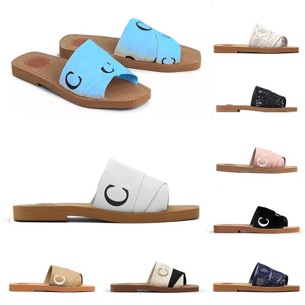 womens woody sandalsmules flat slides light tan beige white black pink blue lace lettering canvas women summer outdoor beach indoor slippers