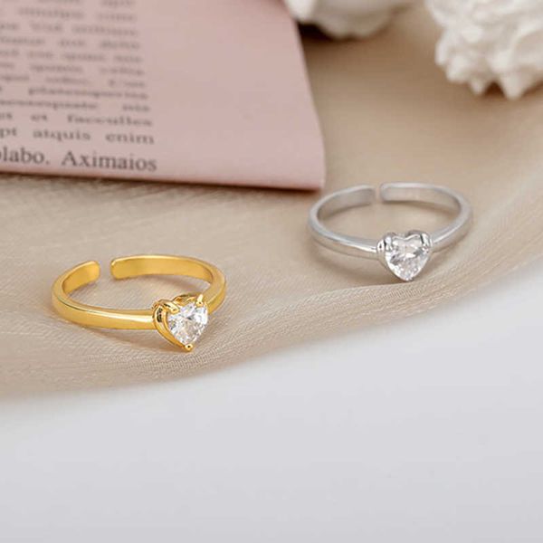 band rings heart rings for women stainless steel charm zircon heart aesthetic adjustable ring bridal wedding jewelry gift bijoux femme aa230, Silver
band rings heart rings for women stainless steel charm zircon heart aesthetic adjustable ring bridal wedding jewelry gift bijoux femme aa230, Silver