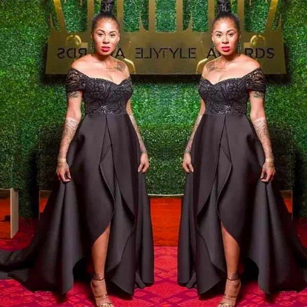 2023 black evening dresses sleeveless off the shoulder neck sequins front slit satin custom made formal occasion wear arabic prom gown vesti, Black;red
2023 black evening dresses sleeveless off the shoulder neck sequins front slit satin custom made formal occasion wear arabic prom gown vesti, Black;red