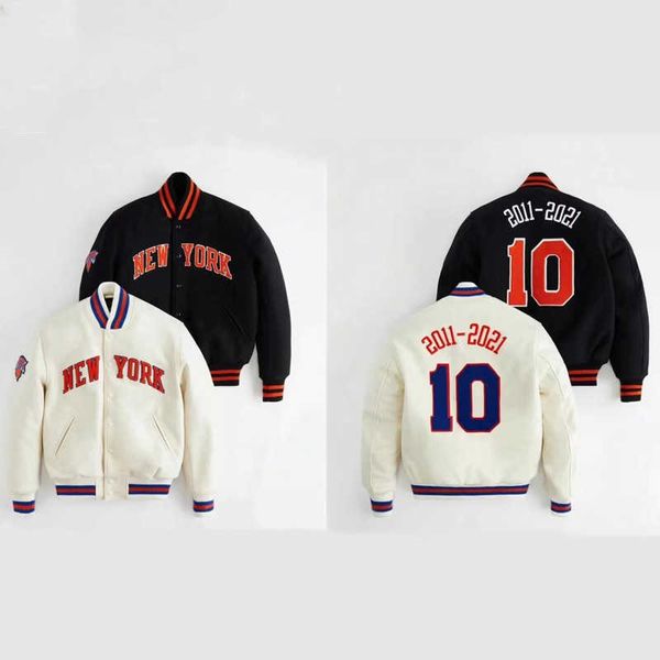 men's t-shirt kith 10th anniversary limited new york co-brand baseball jacket thin cotton contrast towel embroidered letters for men an, White;black
men's t-shirt kith 10th anniversary limited new york co-brand baseball jacket thin cotton contrast towel embroidered letters for men an, White;black