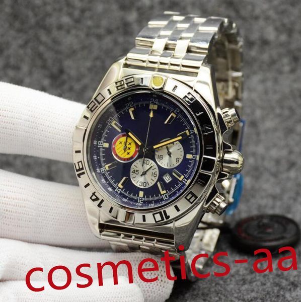8 color men watch chronomat patrouille air watchs quality navitimer chronograph quartz two tone blue dial 50th anniversary mens watches stee, Slivery;brown
8 color men watch chronomat patrouille air watchs quality navitimer chronograph quartz two tone blue dial 50th anniversary mens watches stee, Slivery;brown