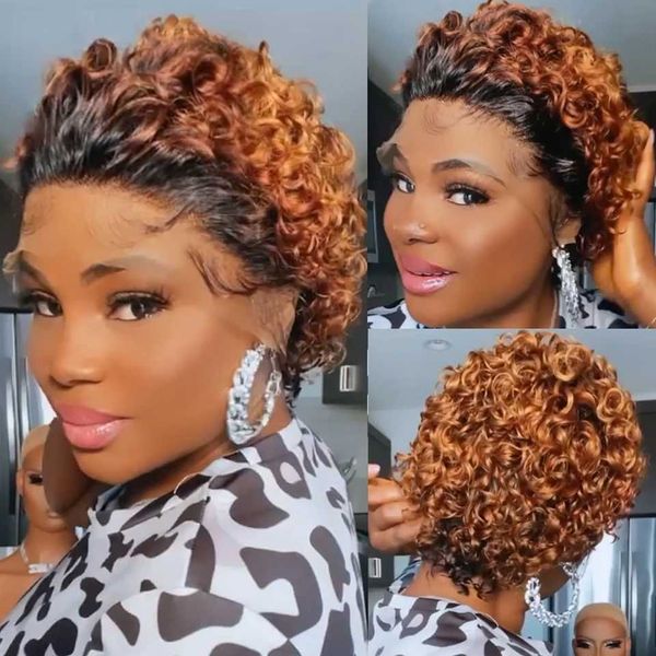 synthetic wigs short pixie bob wig curly human hair s 13x1 transparent lace frontal water deep wave prepluck 230227, Black 
synthetic wigs short pixie bob wig curly human hair s 13x1 transparent lace frontal water deep wave prepluck 230227, Black