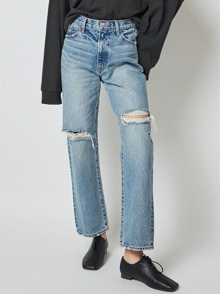 women's jeans autumn women hole high waist straight casual zipper lady denim long pants with pockets 230306, Blue
women's jeans autumn women hole high waist straight casual zipper lady denim long pants with pockets 230306, Blue