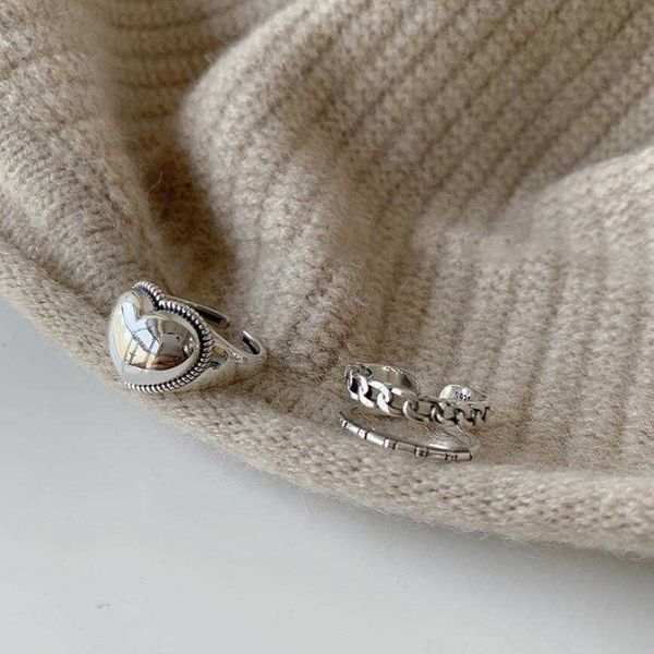 band rings new simple vintage geometry heart chain opening rings for women couple party gifts accessories sar205 aa230306, Silver
band rings new simple vintage geometry heart chain opening rings for women couple party gifts accessories sar205 aa230306, Silver