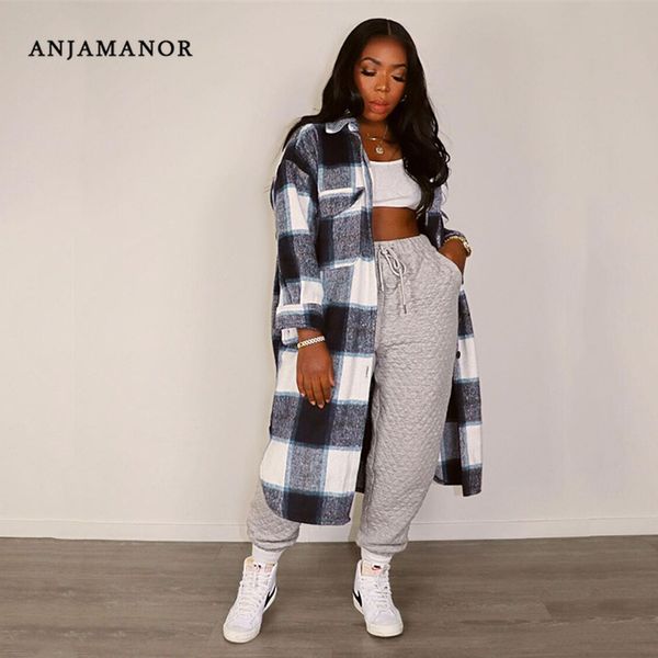 women's wool blends anjamanor elegant fashion checkered coat women autumn winter clothing single breasted long flannel plaid jacket d74, Black
women's wool blends anjamanor elegant fashion checkered coat women autumn winter clothing single breasted long flannel plaid jacket d74, Black