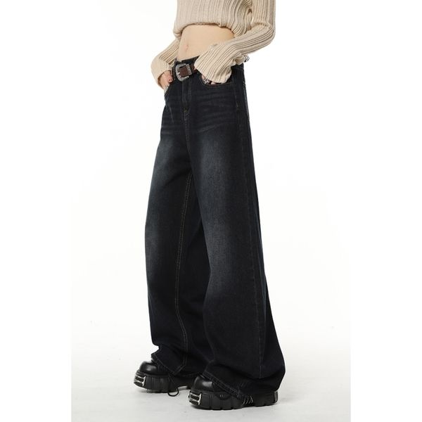 women's jeans navy blue high waist women american fashion vintage streetwear style wide leg jean female denim trouser baggy pants 23030
women's jeans navy blue high waist women american fashion vintage streetwear style wide leg jean female denim trouser baggy pants 23030