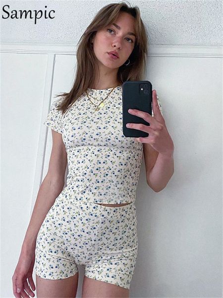 women s two piece pants sampic floral print short sleeve t shirt and shorts summer women skinny casual outfits 230307, White
women s two piece pants sampic floral print short sleeve t shirt and shorts summer women skinny casual outfits 230307, White