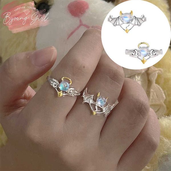 band rings korean cute angel demon moonstone ring metal magical design jewelry for women girl kawaii gift wedding party accessories aa230306, Silver
band rings korean cute angel demon moonstone ring metal magical design jewelry for women girl kawaii gift wedding party accessories aa230306, Silver