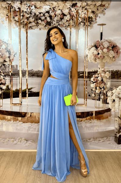 elegant bow one shoulder a line prom dresses thigh slit side long chiffon formal occasion gowns evening dress, Black
elegant bow one shoulder a line prom dresses thigh slit side long chiffon formal occasion gowns evening dress, Black