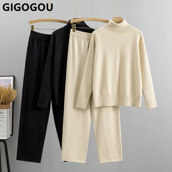 women's two piece pants gigogou two piece knit women tracksuit autumn winter warm turtleneck sweater set fashion casual lady pant suit, White
women's two piece pants gigogou two piece knit women tracksuit autumn winter warm turtleneck sweater set fashion casual lady pant suit, White