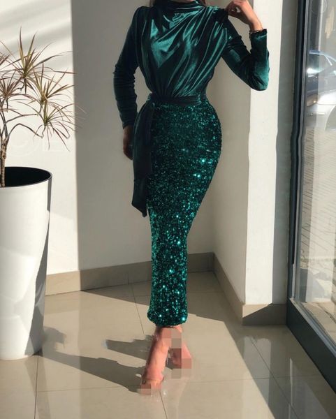 green velvet formal evening dress high neck sequined mermaid prom gown ankle length women celebrity party dress robe de soiree, Black;red
green velvet formal evening dress high neck sequined mermaid prom gown ankle length women celebrity party dress robe de soiree, Black;red