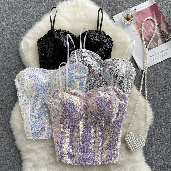 women's tanks camis chic sequin party croset bustier off shoulder slim tanks and camis strap glitter crop fashion summer women clothes, White
women's tanks camis chic sequin party croset bustier off shoulder slim tanks and camis strap glitter crop fashion summer women clothes, White