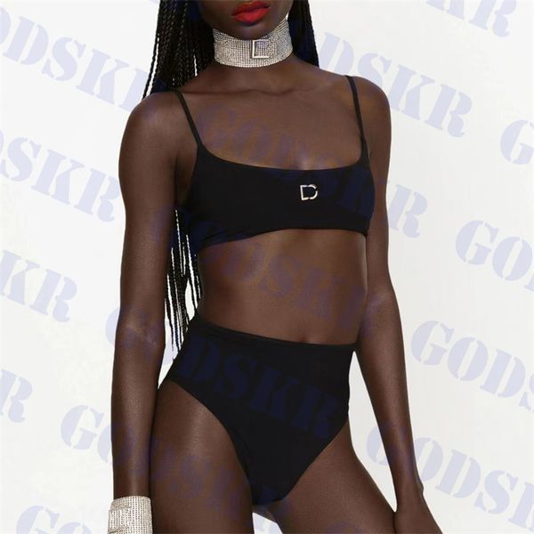 high waist swimsuit with letter badge black womens bikini set sling swimwear for women, White;black
high waist swimsuit with letter badge black womens bikini set sling swimwear for women, White;black