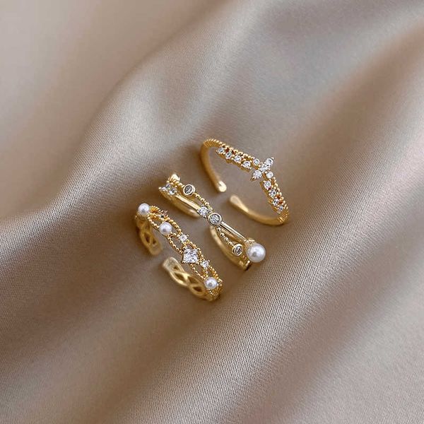 band rings woman golden copper zircon pearl trendy design fashionable sweet style adjustable open ring aa230306, Silver
band rings woman golden copper zircon pearl trendy design fashionable sweet style adjustable open ring aa230306, Silver
