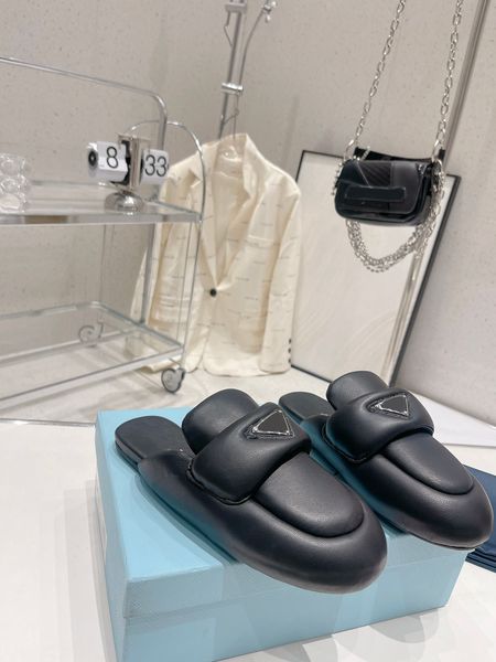 designer padded prad soft nappa mulers half slippers slides leather sabots breakf pump loafers enameled metal triangle rubber sole fashion
designer padded prad soft nappa mulers half slippers slides leather sabots breakf pump loafers enameled metal triangle rubber sole fashion