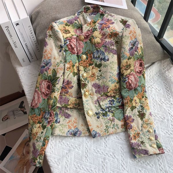 women's jackets vintage jacquard coat autumn and winter gold button small stand collar long sleeve cardigan temperament short 230306, Black;brown
women's jackets vintage jacquard coat autumn and winter gold button small stand collar long sleeve cardigan temperament short 230306, Black;brown