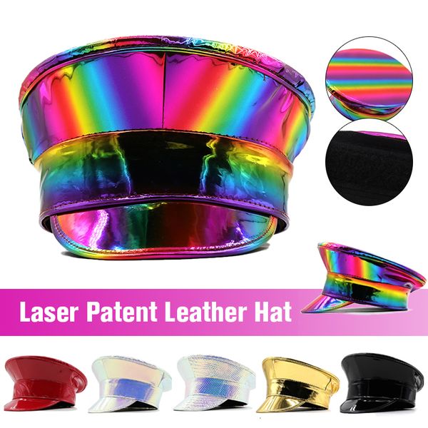 ball cap men pu leather tain rainbow laser patent military hat prom performance bar cosplay show beret 230306, Blue;gray
ball cap men pu leather tain rainbow laser patent military hat prom performance bar cosplay show beret 230306, Blue;gray