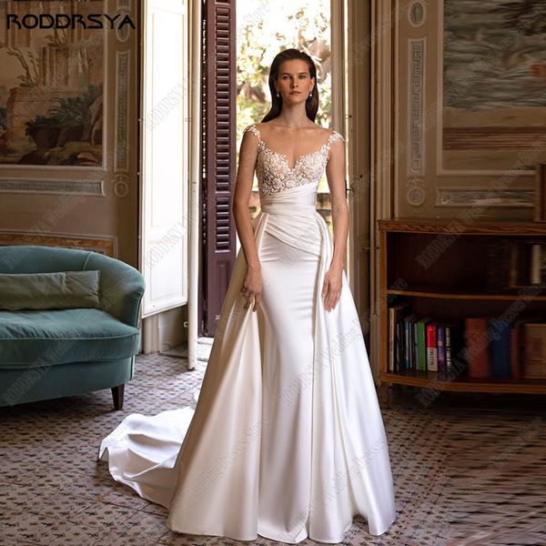 party dresses roddrsya wedding gown ruffle satin mermaid bridal dress for women hochzeitskleid zipper illusion applique lace custom made 230, White;black
party dresses roddrsya wedding gown ruffle satin mermaid bridal dress for women hochzeitskleid zipper illusion applique lace custom made 230, White;black