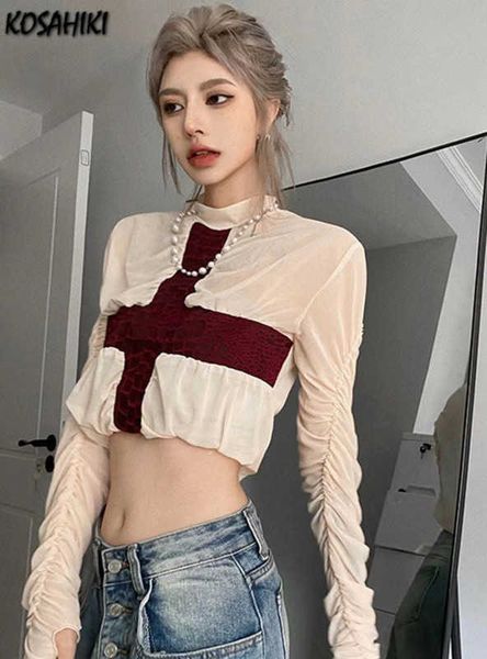 women s t shirt kosahiki goth cross print long sleeve sun protect mesh t shirt female see through t shirts harajuku y2k crop top, White
women s t shirt kosahiki goth cross print long sleeve sun protect mesh t shirt female see through t shirts harajuku y2k crop top, White