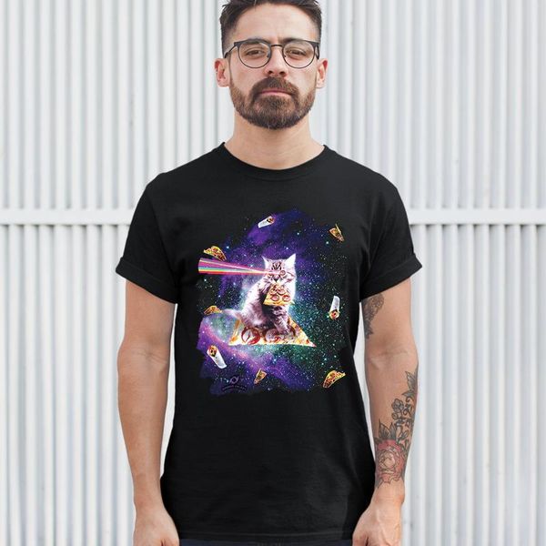 men's t shirts cat firing rainbow laser riding pizza slice in space. funny graphic t-shirt. summer cotton o-neck short sleeve mens shir, White;black
men's t shirts cat firing rainbow laser riding pizza slice in space. funny graphic t-shirt. summer cotton o-neck short sleeve mens shir, White;black