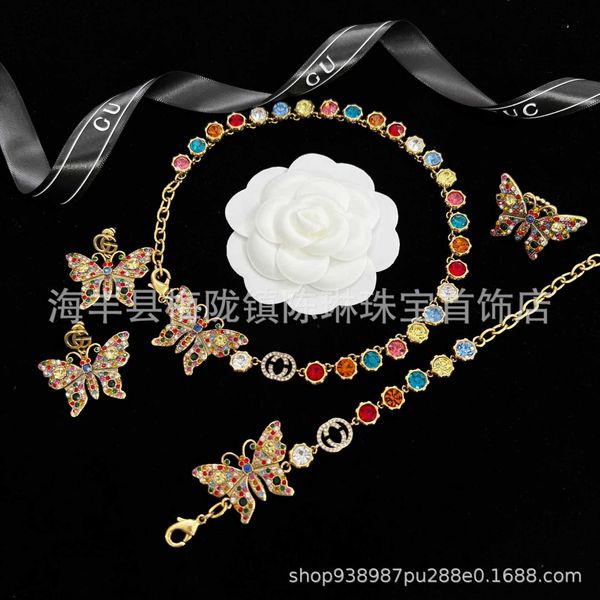 2023 new luxury fashion jewelry for double temperament candy color necklace personality full diamond butterfly bracelet family earring ring, Silver
2023 new luxury fashion jewelry for double temperament candy color necklace personality full diamond butterfly bracelet family earring ring, Silver
