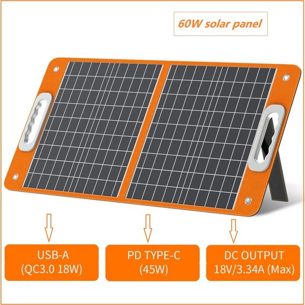 60w foldable solar panel portable solar charger with dc 18v output usb-c qc3.0 for outdoor power station power bank phones charger tablets v
60w foldable solar panel portable solar charger with dc 18v output usb-c qc3.0 for outdoor power station power bank phones charger tablets v