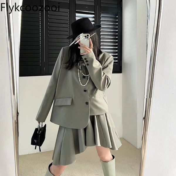 two piece dress flykcoozooi suit sets loose casual solid irregular blazers aline pleated mini skirts vintage chic set female outfits 230307, White
two piece dress flykcoozooi suit sets loose casual solid irregular blazers aline pleated mini skirts vintage chic set female outfits 230307, White