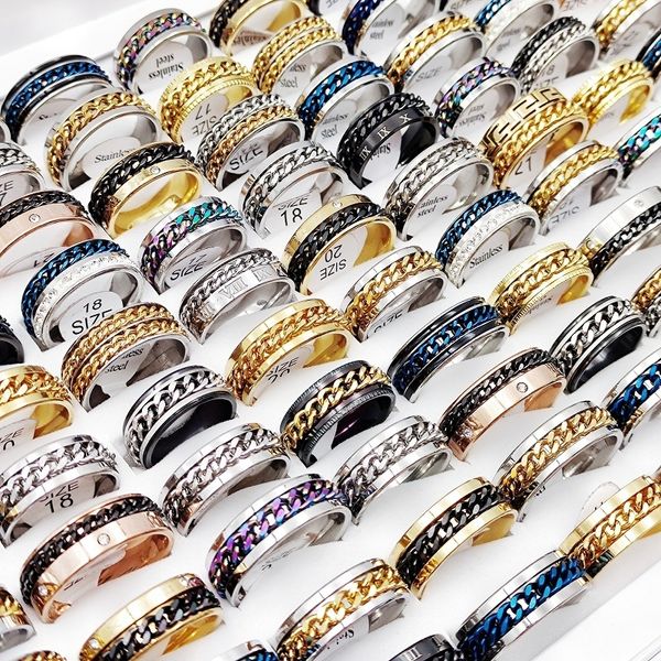 cluster rings 20 30pcs lot classic stainless steel chain rotating for men and women mixed spinner corkscrew fashion charm jewelry gift 23030, Golden;silver
cluster rings 20 30pcs lot classic stainless steel chain rotating for men and women mixed spinner corkscrew fashion charm jewelry gift 23030, Golden;silver