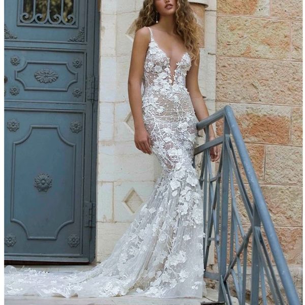 fashion mermaid wedding dresses v neck lace appliques bridal gowns custom made backless sweep train robe de soiree, White
fashion mermaid wedding dresses v neck lace appliques bridal gowns custom made backless sweep train robe de soiree, White