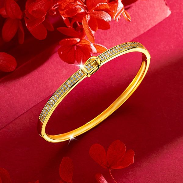 women bangle bracelet fashion design high-grade feeling inlaid cubic zircon 18k yellow gold filled wedding bridal jewelry gift, Black
women bangle bracelet fashion design high-grade feeling inlaid cubic zircon 18k yellow gold filled wedding bridal jewelry gift, Black