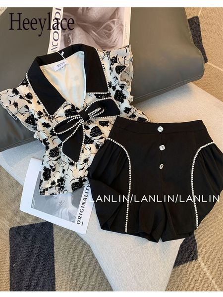 women s two piece pants summer french vintage fragrance suit korean bow pearl beading print and shorts sets for fashion pieces 230307, White
women s two piece pants summer french vintage fragrance suit korean bow pearl beading print and shorts sets for fashion pieces 230307, White