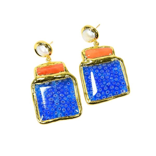 big blue murano glass chandelier orange coral branch gold plated dangle pearl stud earrings lady gifts, Silver
big blue murano glass chandelier orange coral branch gold plated dangle pearl stud earrings lady gifts, Silver