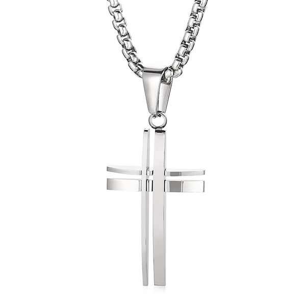 simple fashion men's combination cross pendant stainless steel necklace chain 24'', Silver
simple fashion men's combination cross pendant stainless steel necklace chain 24'', Silver