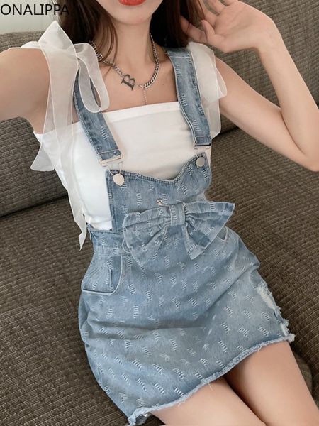 two piece dress onalippa bows denim suspender mini square collar high waist button fly overalls korean chic mesh lace up sleeveless vest 230, White
two piece dress onalippa bows denim suspender mini square collar high waist button fly overalls korean chic mesh lace up sleeveless vest 230, White
