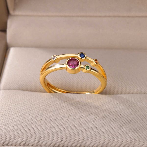 band rings colorful zircon round stone rings for women stainless steel double layer ring wedding aesthetic jewelry gift bijoux femme aa23030, Silver
band rings colorful zircon round stone rings for women stainless steel double layer ring wedding aesthetic jewelry gift bijoux femme aa23030, Silver