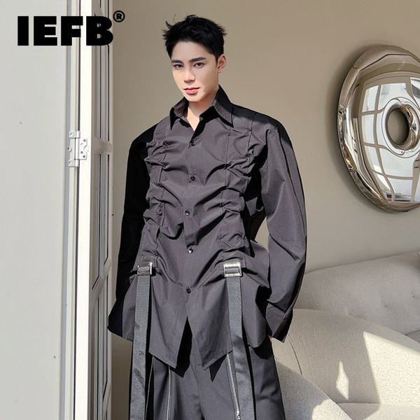 men's casual shirts iefb spring dark style personalized shirt long sleeve drawstring decoration 2023 fashion solid color 9a7215 230306, White;black
men's casual shirts iefb spring dark style personalized shirt long sleeve drawstring decoration 2023 fashion solid color 9a7215 230306, White;black